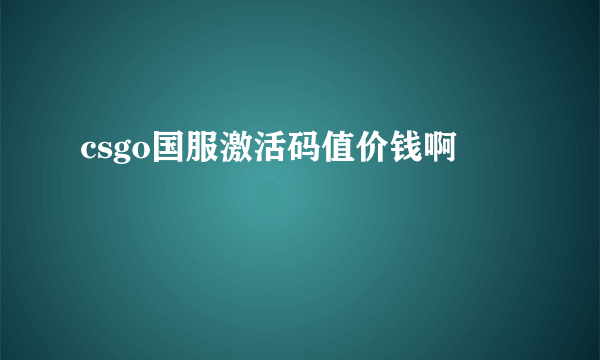 csgo国服激活码值价钱啊