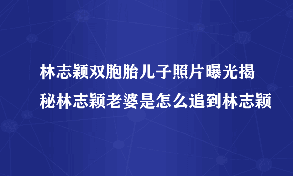 林志颖双胞胎儿子照片曝光揭秘林志颖老婆是怎么追到林志颖