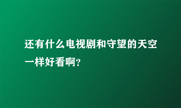 还有什么电视剧和守望的天空一样好看啊？