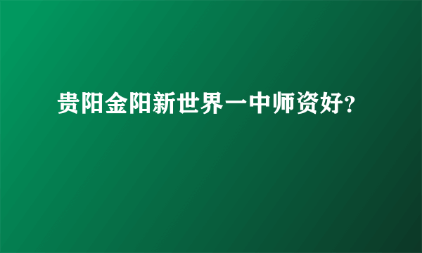 贵阳金阳新世界一中师资好？