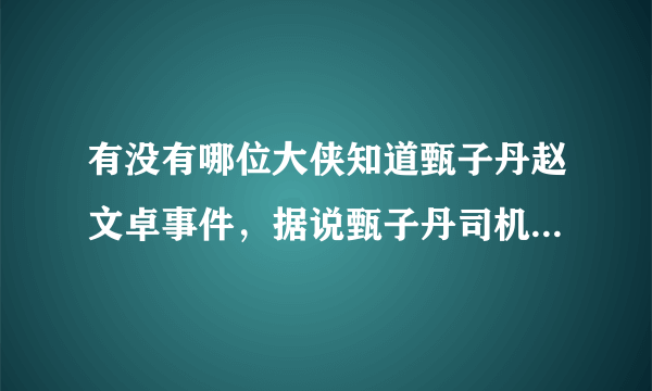 有没有哪位大侠知道甄子丹赵文卓事件，据说甄子丹司机杀了赵文卓司机，我想知道甄子丹的司机有没有获刑？