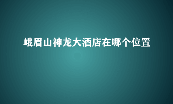 峨眉山神龙大酒店在哪个位置