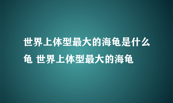 世界上体型最大的海龟是什么龟 世界上体型最大的海龟