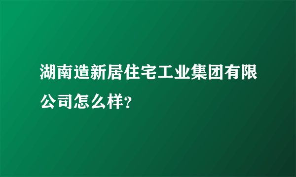 湖南造新居住宅工业集团有限公司怎么样？