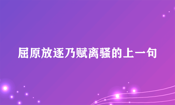 屈原放逐乃赋离骚的上一句