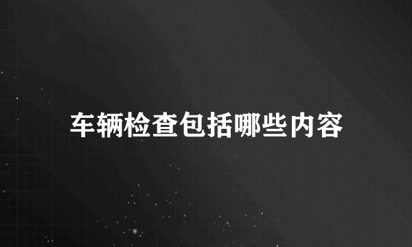 车辆检查包括哪些内容