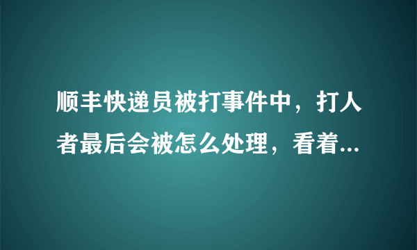 顺丰快递员被打事件中，打人者最后会被怎么处理，看着顺丰说的挺严重的必须追究刑事责任，不就是几巴掌而