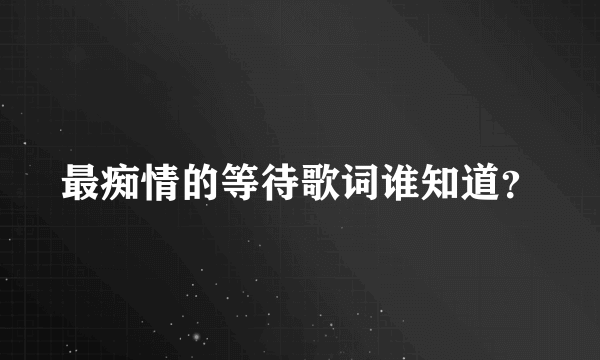 最痴情的等待歌词谁知道？