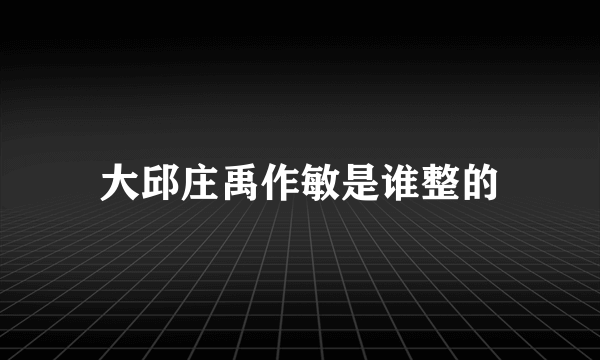 大邱庄禹作敏是谁整的