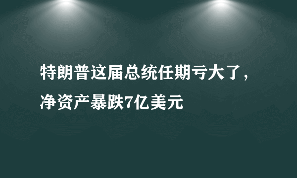 特朗普这届总统任期亏大了，净资产暴跌7亿美元