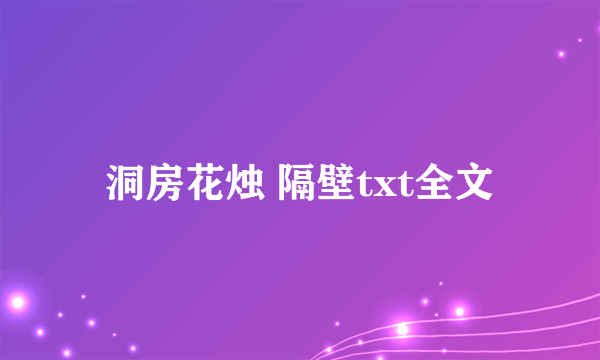 洞房花烛 隔壁txt全文