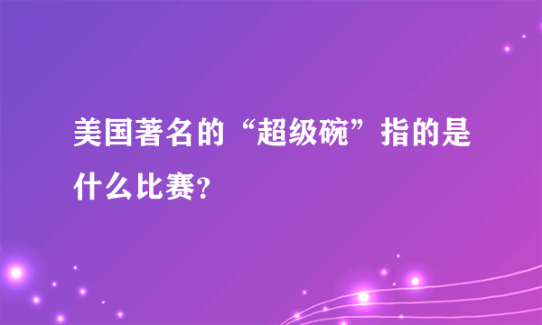 美国著名的“超级碗”指的是什么比赛？