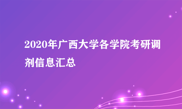 2020年广西大学各学院考研调剂信息汇总