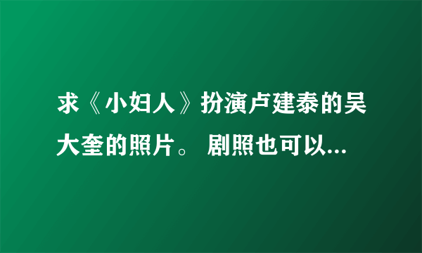 求《小妇人》扮演卢建泰的吴大奎的照片。 剧照也可以。 不要小图。