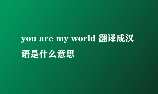 you are my world 翻译成汉语是什么意思