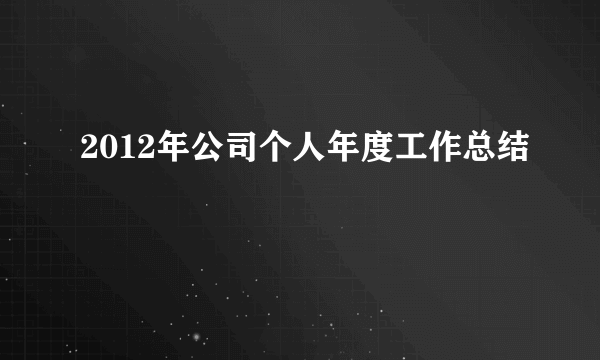 2012年公司个人年度工作总结