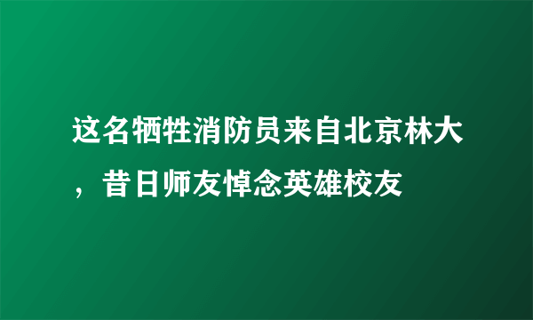 这名牺牲消防员来自北京林大，昔日师友悼念英雄校友