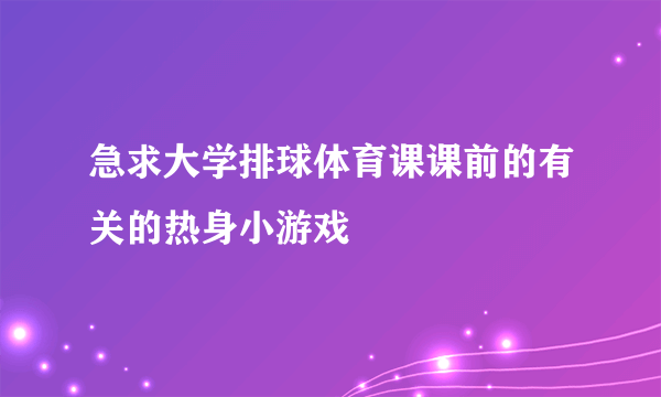 急求大学排球体育课课前的有关的热身小游戏