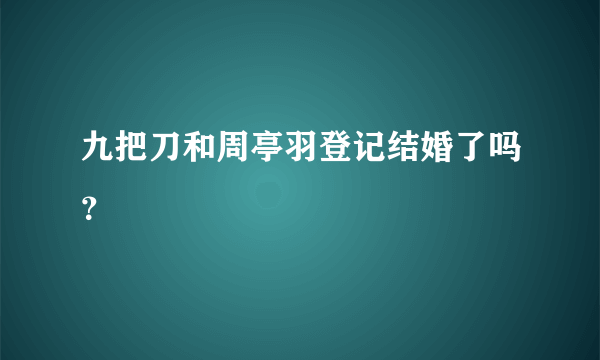 九把刀和周亭羽登记结婚了吗？