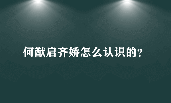 何猷启齐娇怎么认识的？