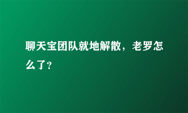 聊天宝团队就地解散，老罗怎么了？