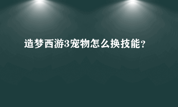 造梦西游3宠物怎么换技能？