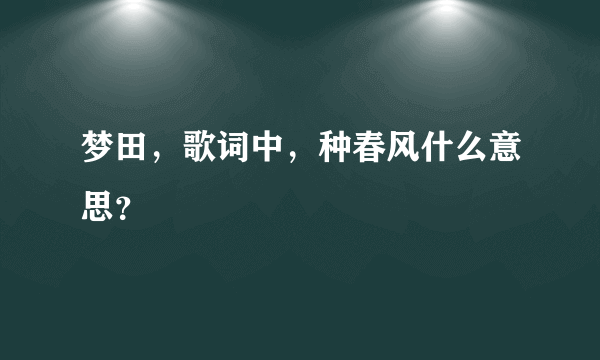 梦田，歌词中，种春风什么意思？