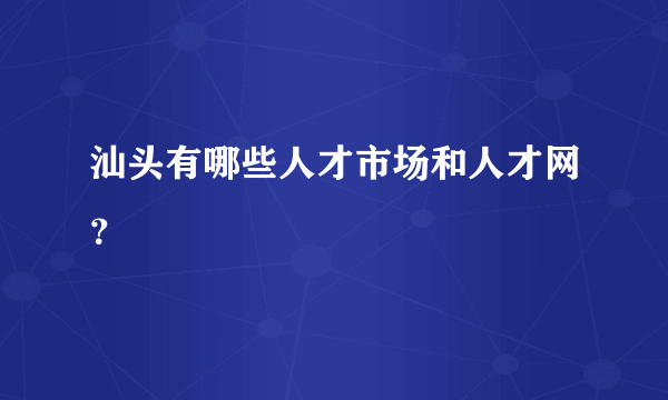 汕头有哪些人才市场和人才网？