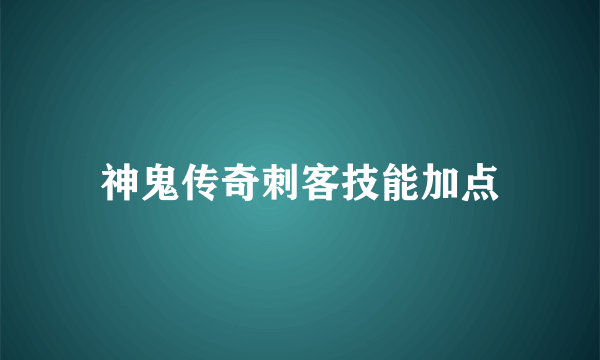 神鬼传奇刺客技能加点