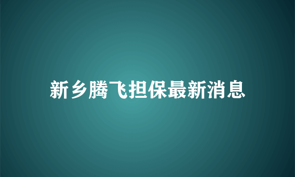 新乡腾飞担保最新消息