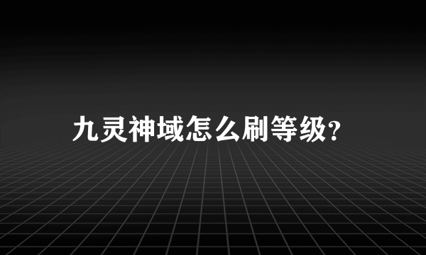 九灵神域怎么刷等级？