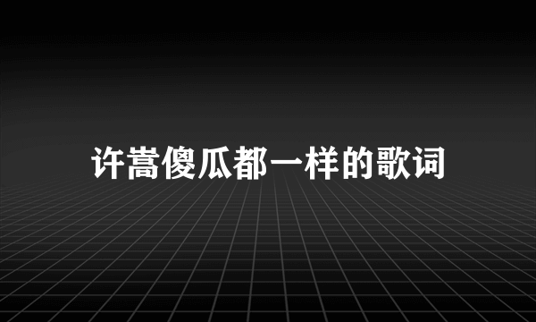 许嵩傻瓜都一样的歌词