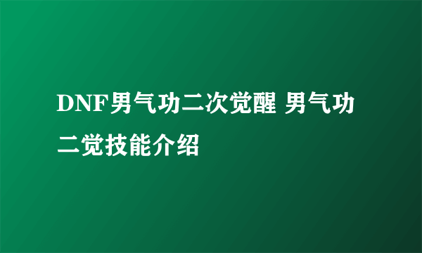 DNF男气功二次觉醒 男气功二觉技能介绍