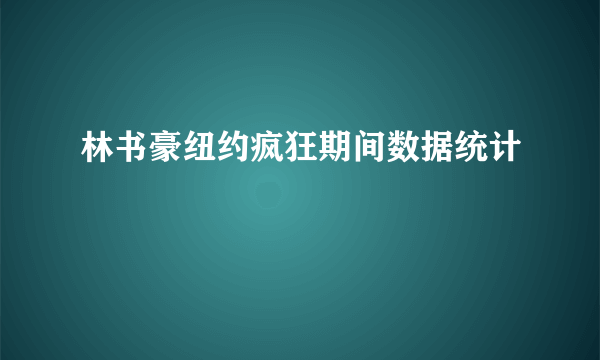 林书豪纽约疯狂期间数据统计