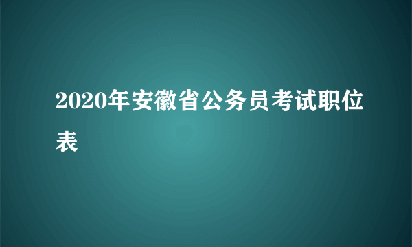 2020年安徽省公务员考试职位表