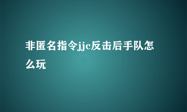 非匿名指令jjc反击后手队怎么玩