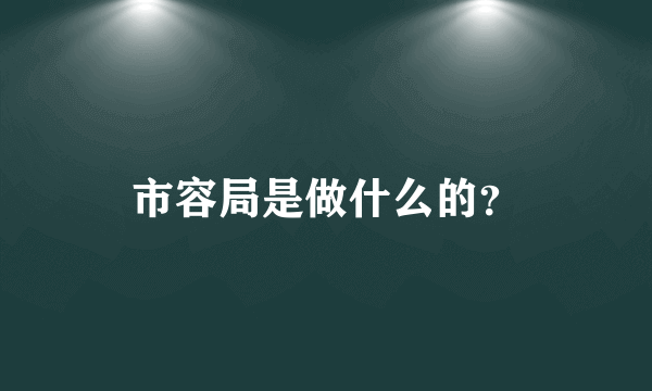 市容局是做什么的？