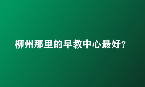 柳州那里的早教中心最好？