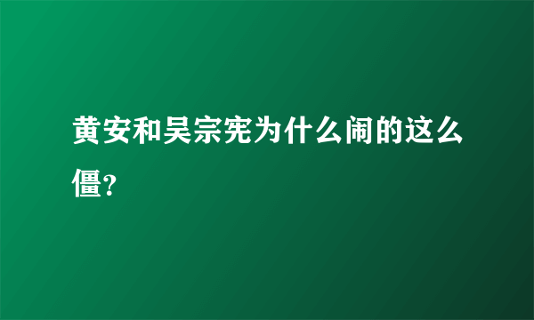 黄安和吴宗宪为什么闹的这么僵？