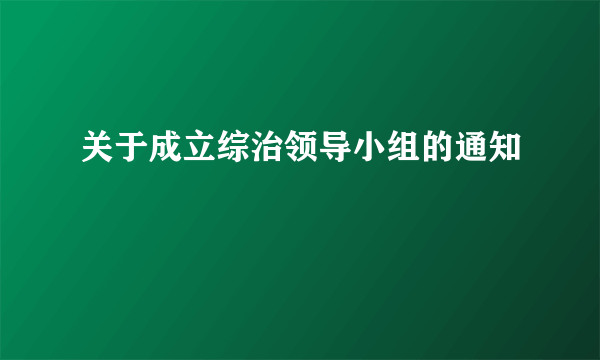 关于成立综治领导小组的通知