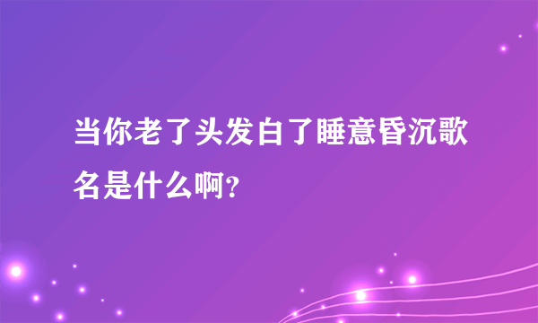 当你老了头发白了睡意昏沉歌名是什么啊？