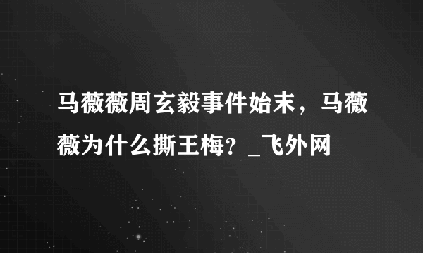 马薇薇周玄毅事件始末，马薇薇为什么撕王梅？_飞外网