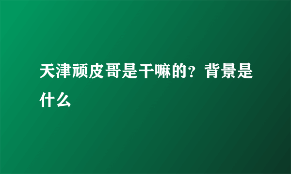 天津顽皮哥是干嘛的？背景是什么