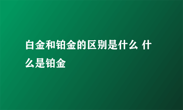 白金和铂金的区别是什么 什么是铂金