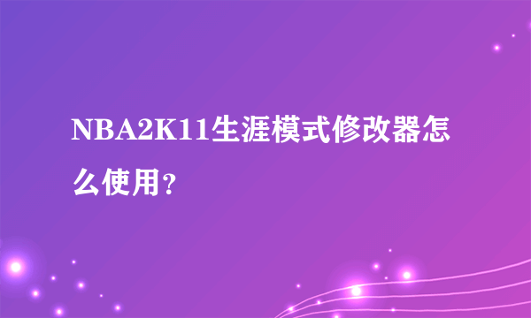 NBA2K11生涯模式修改器怎么使用？