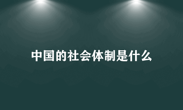 中国的社会体制是什么