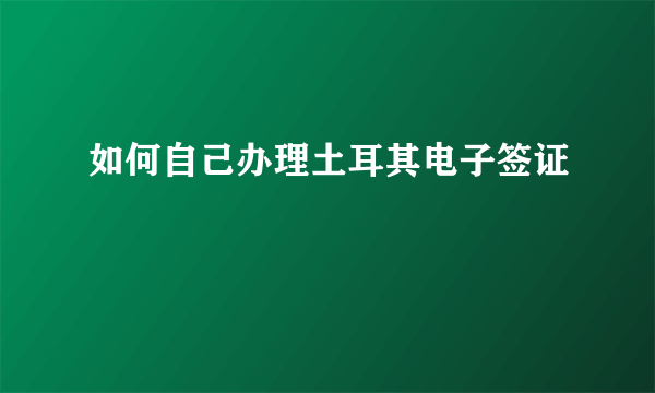 如何自己办理土耳其电子签证