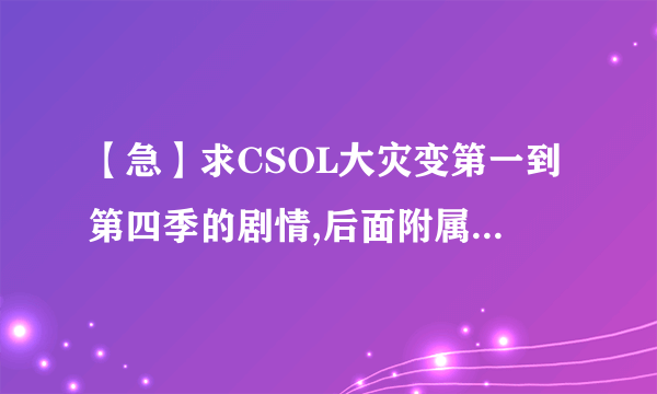 【急】求CSOL大灾变第一到第四季的剧情,后面附属每个图的名称还有BOSS名字