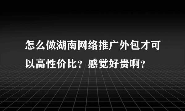 怎么做湖南网络推广外包才可以高性价比？感觉好贵啊？