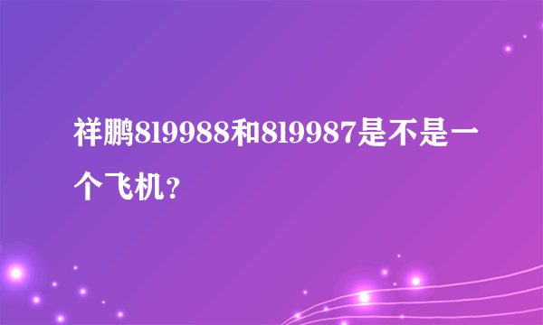 祥鹏8l9988和8l9987是不是一个飞机？